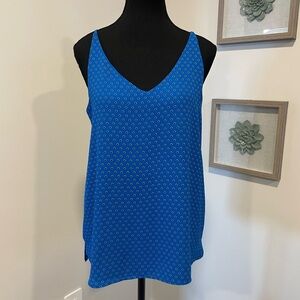 Reitmans Blue White & Black Polka Dot Sleeveless Blouse EUC